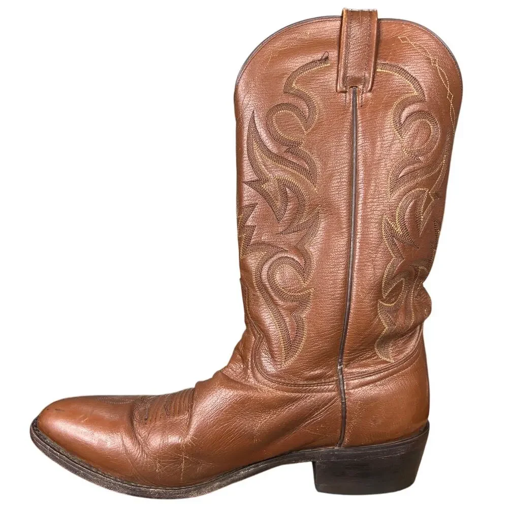 Vintage Dan Post Men’s Brown Leather Western Cowboy Boots Size US 12 D